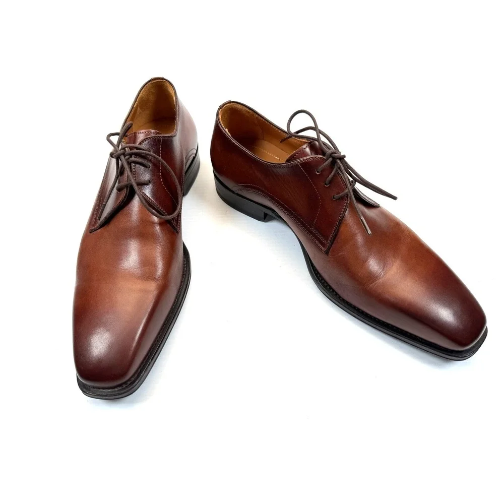 Magnanni Jacoby Leather Plain Toe Derby Shoes Mens 41 US 8 EUC‎ $525 Leather